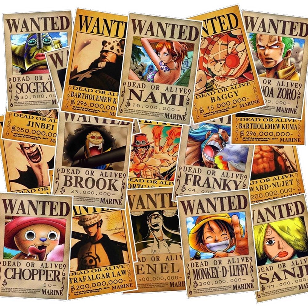 One Piece WANTED Stickers 10/25PCS | Worldwide Free Shipping