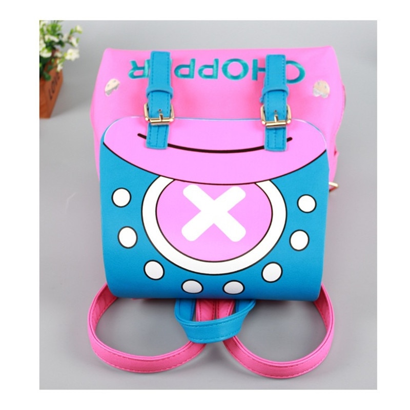 Anime OP Chopper Backpack Shoulders Bag Tony Tony Chopper PU Leather School  Bag Girls Boys Holiday Gift