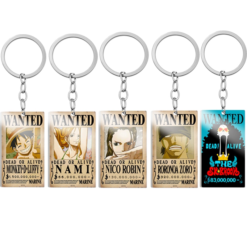 One Piece Keychain Gift Set Wanted Poster With Jolly Roger Charm